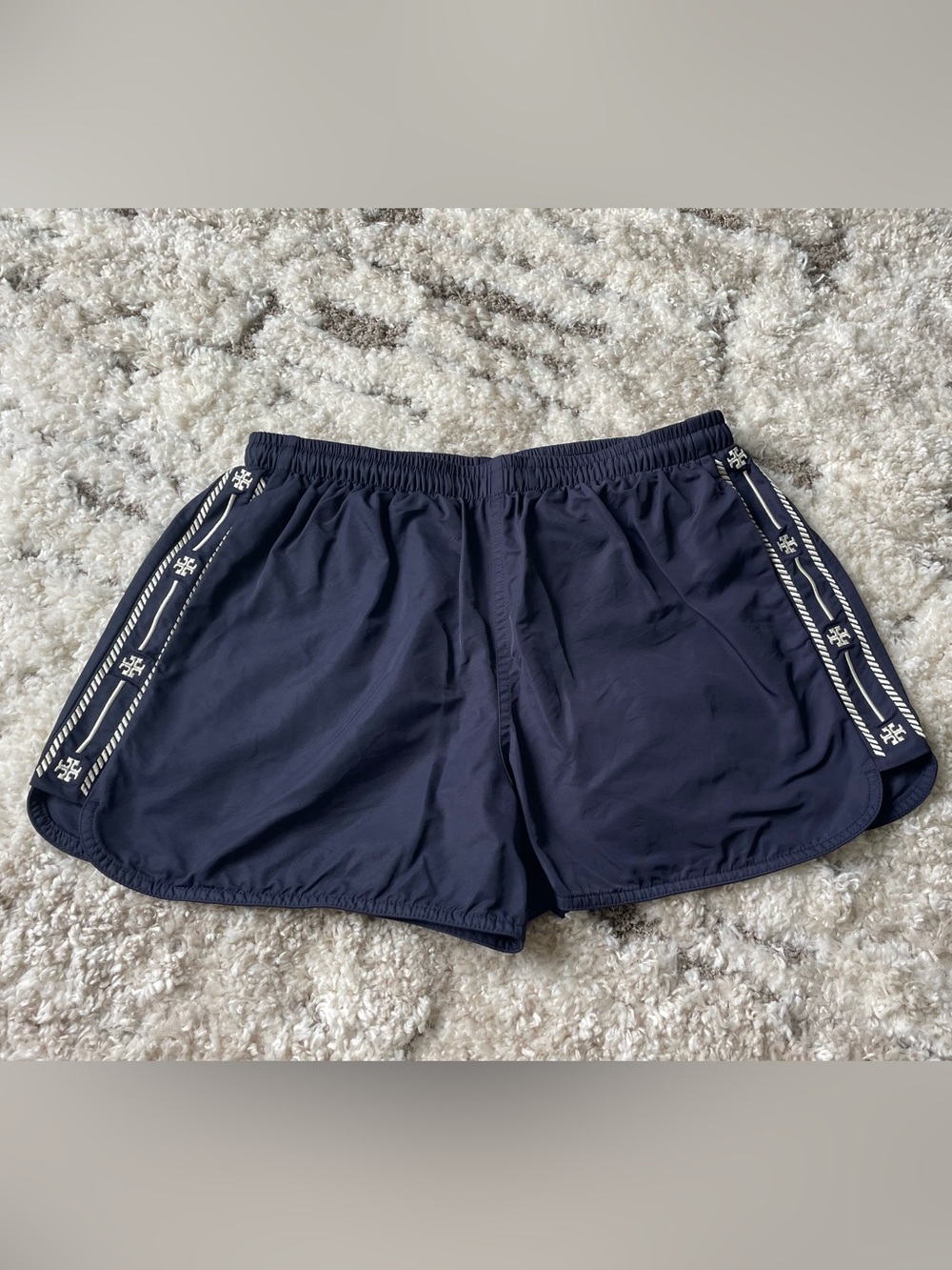 Tory Burch Nylon Embroidered Logo Shorts, Size XS. NWOT!